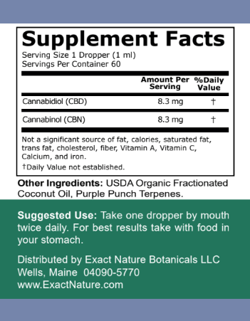 Zzzs CBD Oil (500 mg CBD + 500 mg CBN) - Exact Nature Botanicals LLC